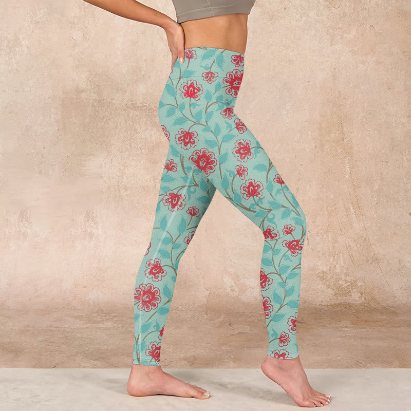 Buddha Stones、つるの葉、花柄プリントのジムレギンス、レディースヨガパンツ - image 17