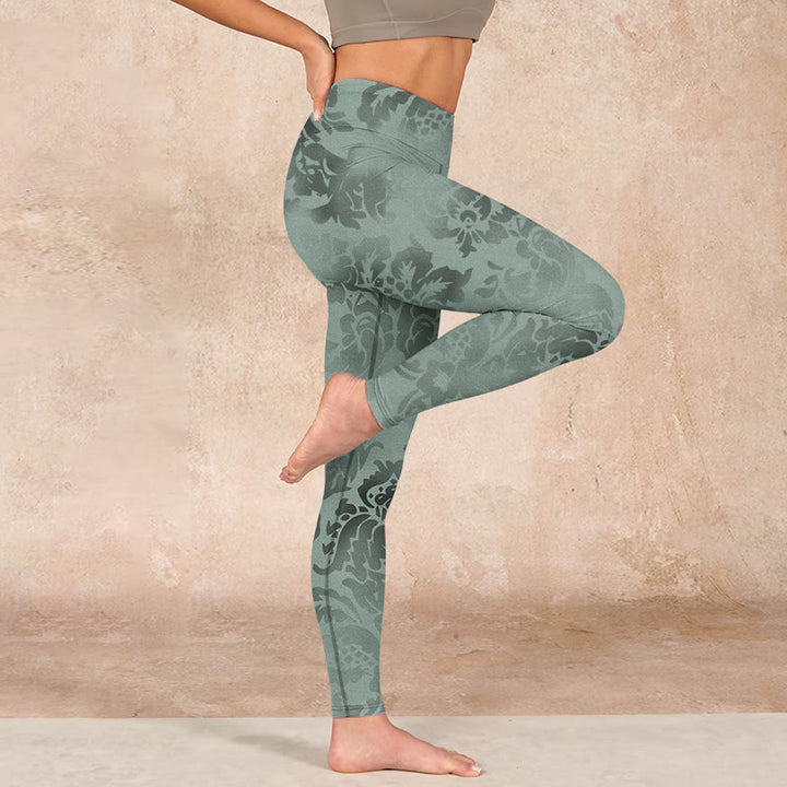 Buddha Stonesカジュアル 花柄 葉っぱプリント ジム フィットネス レギンス レディース ヨガパンツ - image 16