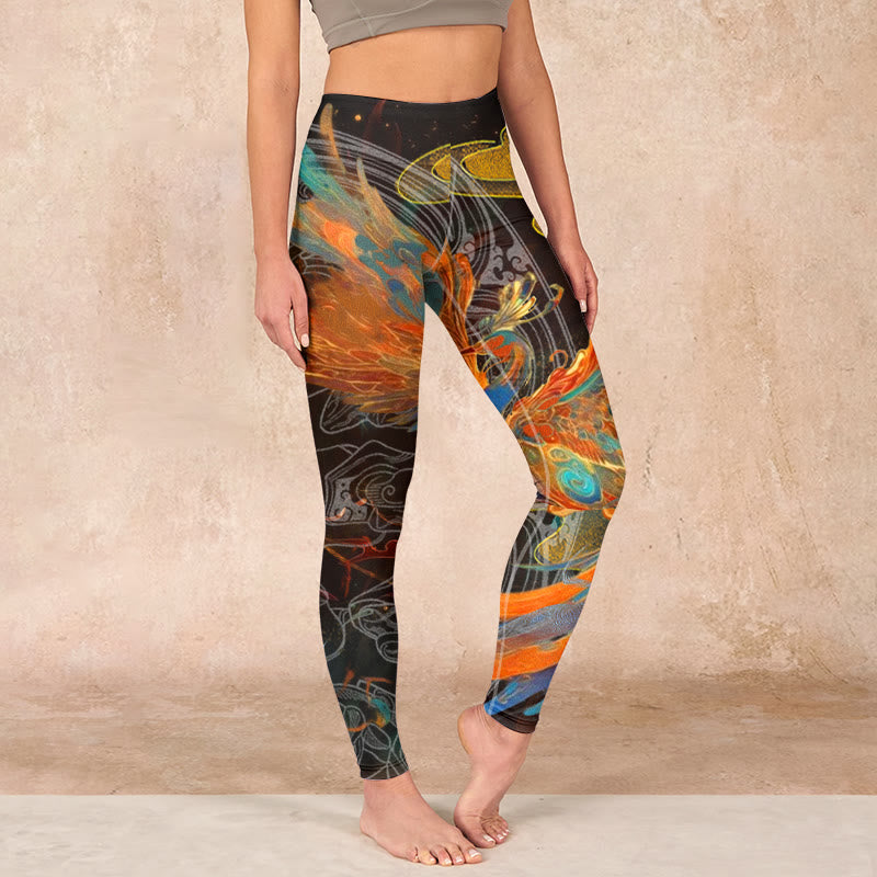 Buddha Stonesバイブラント フェニックス ジムレギンス レディース ヨガパンツ - 黒 - US18、 UK/AU22、 EU50 (4XL) - image 1