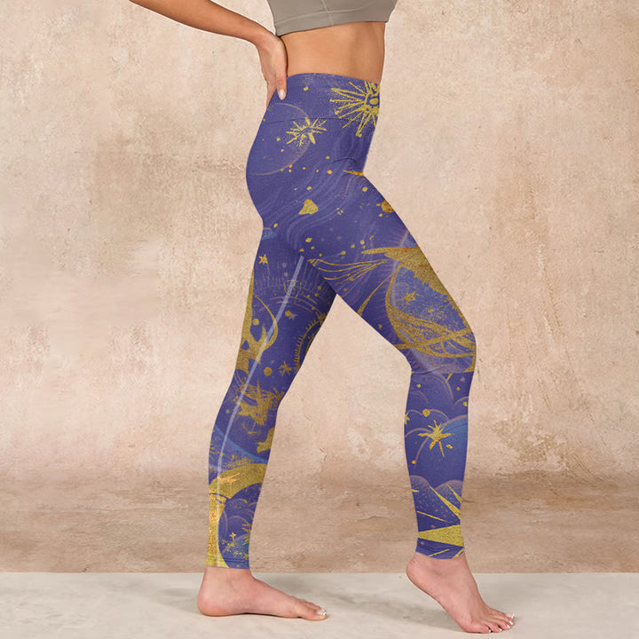 Buddha Stones、月、太陽、星柄のジムレギンス、レディースヨガパンツ - image 18