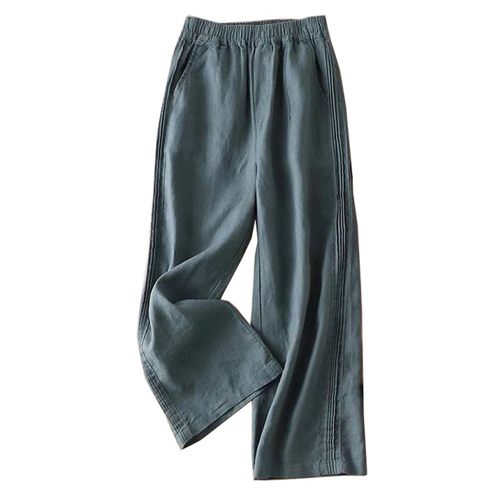 Buddha Stonesカジュアル 無地 サイドプリーツ レーヨン レディース ワイドレッグパンツ ポケット付き - image 12