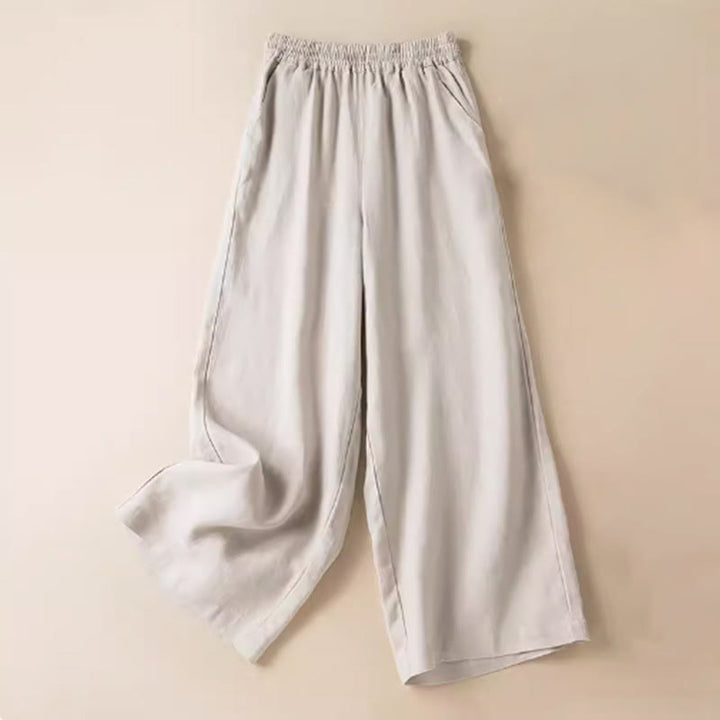 Buddha Stonesカジュアル 無地 コットンリネン レディース ワイドレッグパンツ ポケット付き - ベージュ - US12、 UK/AU16、 EU44 (3XL) - image 22