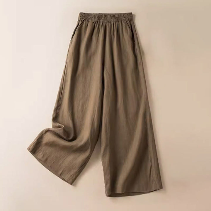 Buddha Stonesカジュアル 無地 レディース ワイドレッグパンツ ポケット付き - ダークゴールデンロッド - US12、 UK/AU16、 EU44 (3XL) - image 0