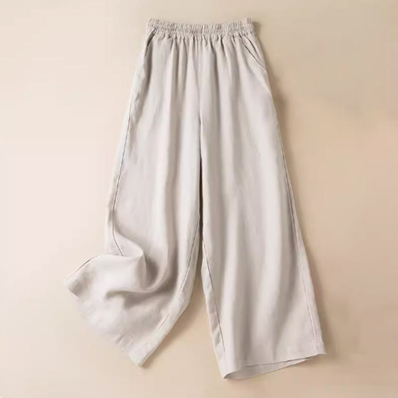 Buddha Stonesカジュアル 無地 レディース ワイドレッグパンツ ポケット付き - ベージュ - US12、 UK/AU16、 EU44 (3XL) - image 20