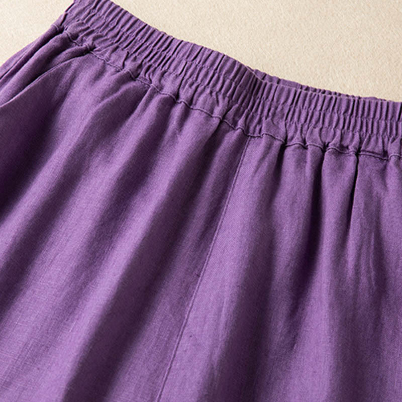 Buddha Stonesカジュアル 無地 コットンリネン レディース ワイドレッグパンツ ポケット付き - image 11