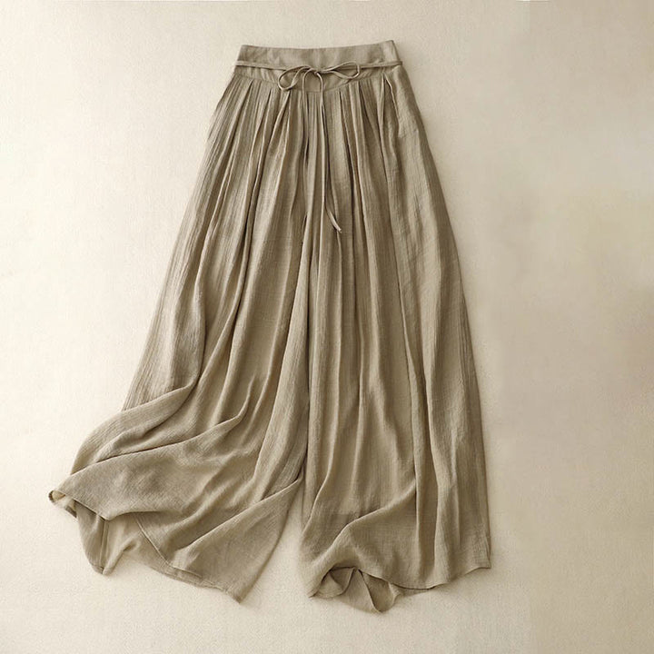 Buddha Stonesカジュアル 無地 レースアップ レディース ワイドレッグパンツ