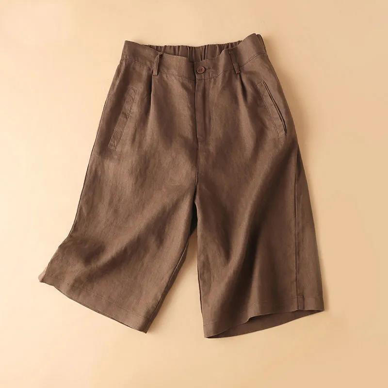 Buddha Stones無地 ボタン ジッパー コットン レディース ショートパンツ ポケット付き - シエナ - US12、 UK/AU16、 EU44 (3XL) - image 0