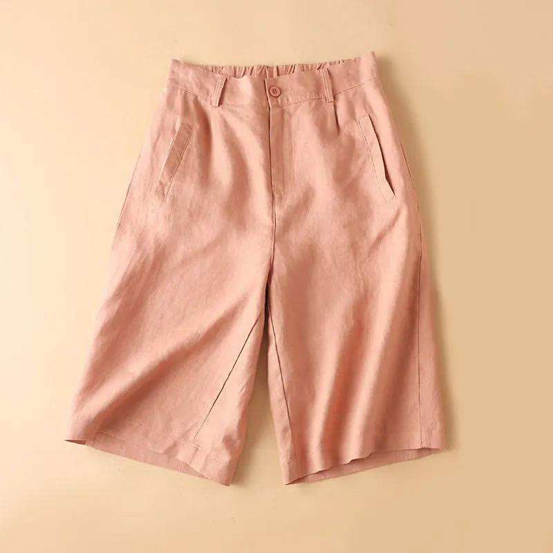 Buddha Stones無地 ボタン ジッパー コットン レディース ショートパンツ ポケット付き - ライトサーモン - US12、 UK/AU16、 EU44 (3XL) - image 5