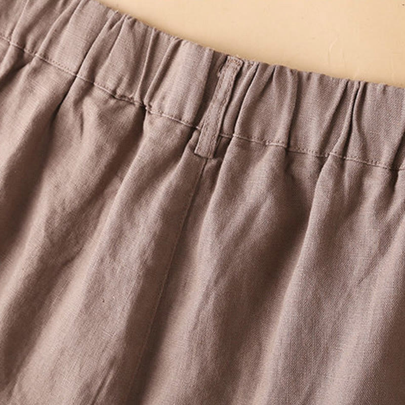 Buddha Stones無地 ボタン ジッパー コットン レディース ショートパンツ ポケット付き - image 17