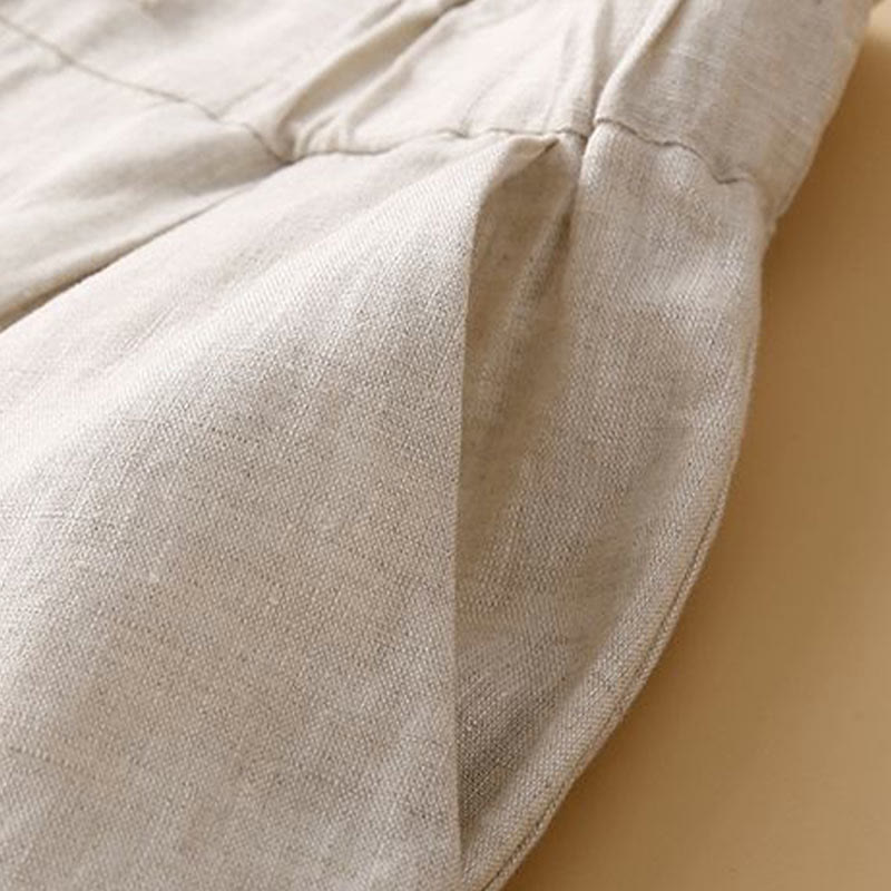 Buddha Stones無地 プリーツ ジッパーボタン コットンリネン レディース ショートパンツ ポケット付き - image 12