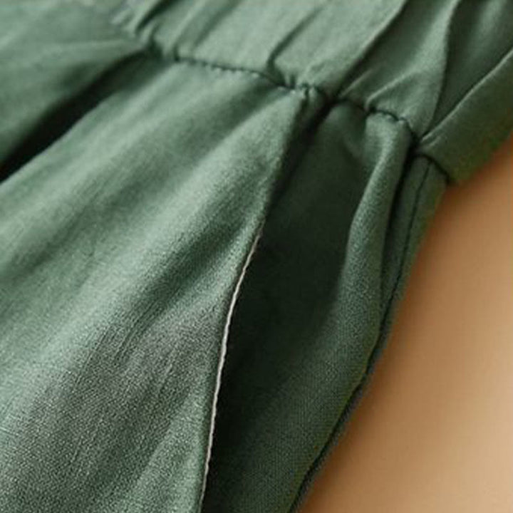 Buddha Stones無地 プリーツ ジッパーボタン コットンリネン レディース ショートパンツ ポケット付き - image 17