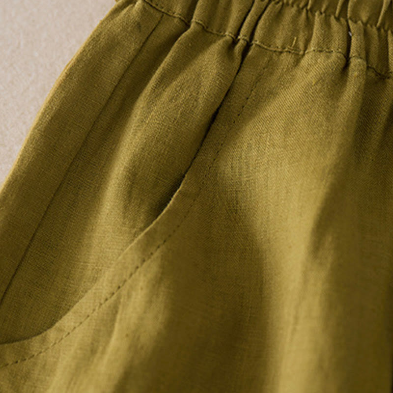Buddha Stonesカジュアル 無地 コットンリネン レディース ショートパンツ ポケット付き - image 11
