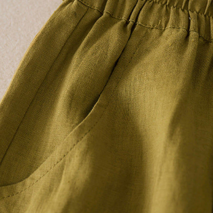 Buddha Stonesカジュアル 無地 コットンリネン レディース ショートパンツ ポケット付き - image 11