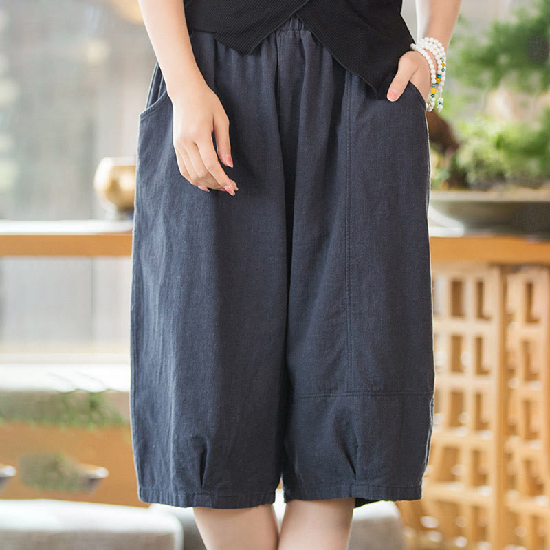 Buddha Stonesカジュアル 無地 コットン ラミー レディース ショートパンツ ポケット付き - image 14