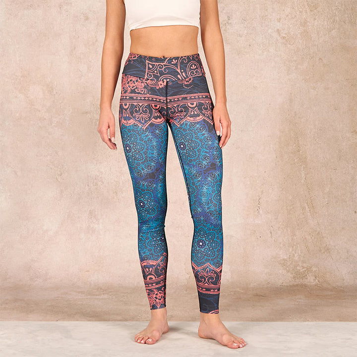 Buddha Stonesグリーン マンダラ フラワープリント ジム フィットネス レギンス レディース ヨガパンツ - image 1
