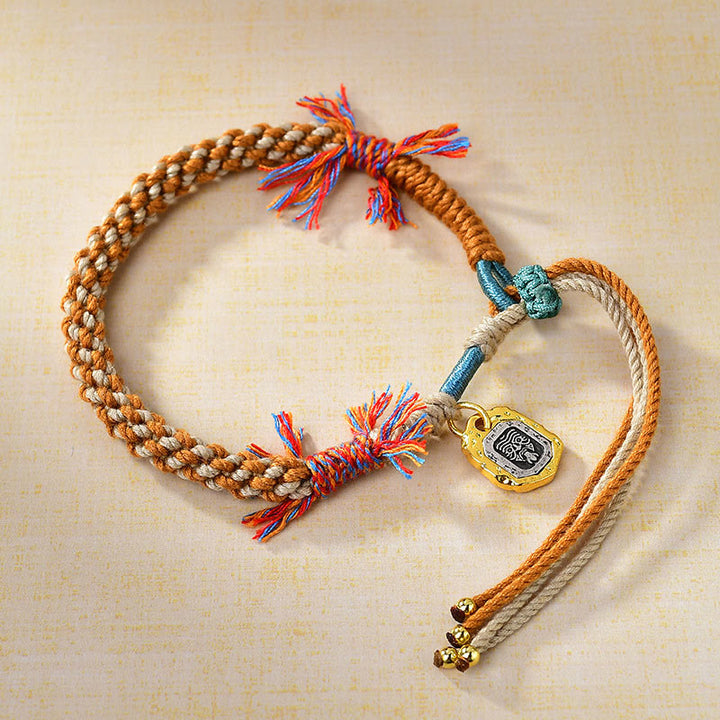 Buddha Stonesチベットカラーロープ ザキラム 富の女神 調節可能な保護ブレスレット