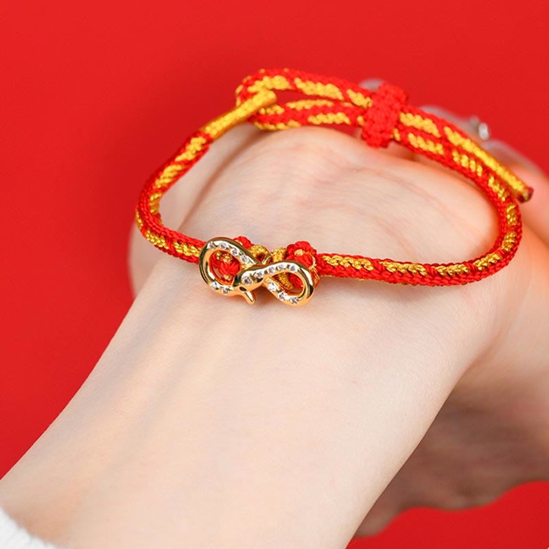 Buddha Stonesの赤い糸、メビウスの帯、蛇年の幸運の編み込みブレスレット