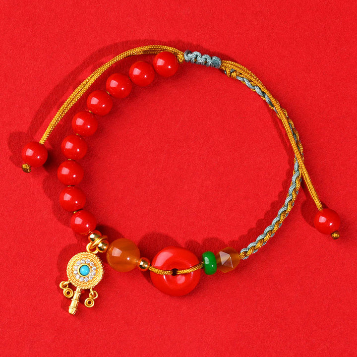 Buddha Stones辰砂 紐 平和バックル 祝福ブレスレット