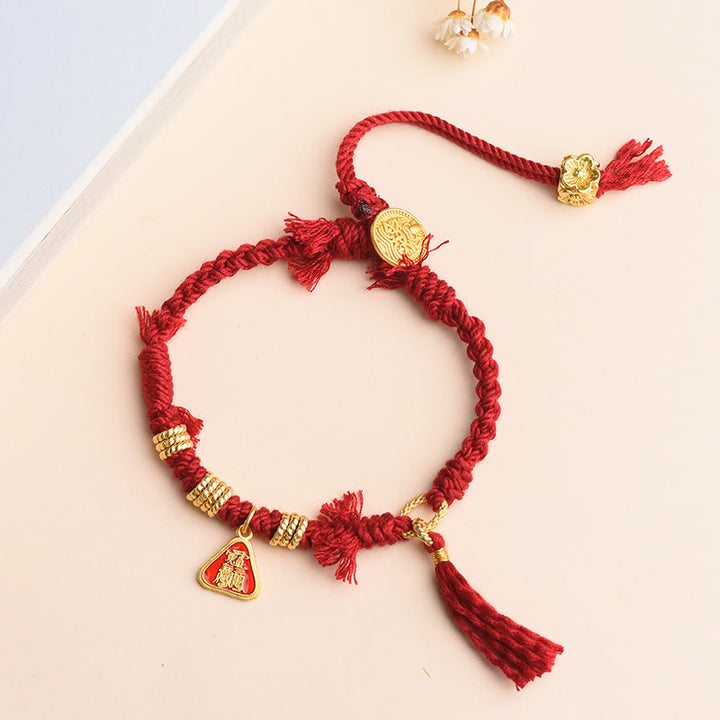 Buddha Stonesチベット紐ザキラム富の女神花タッセル保護ブレスレット