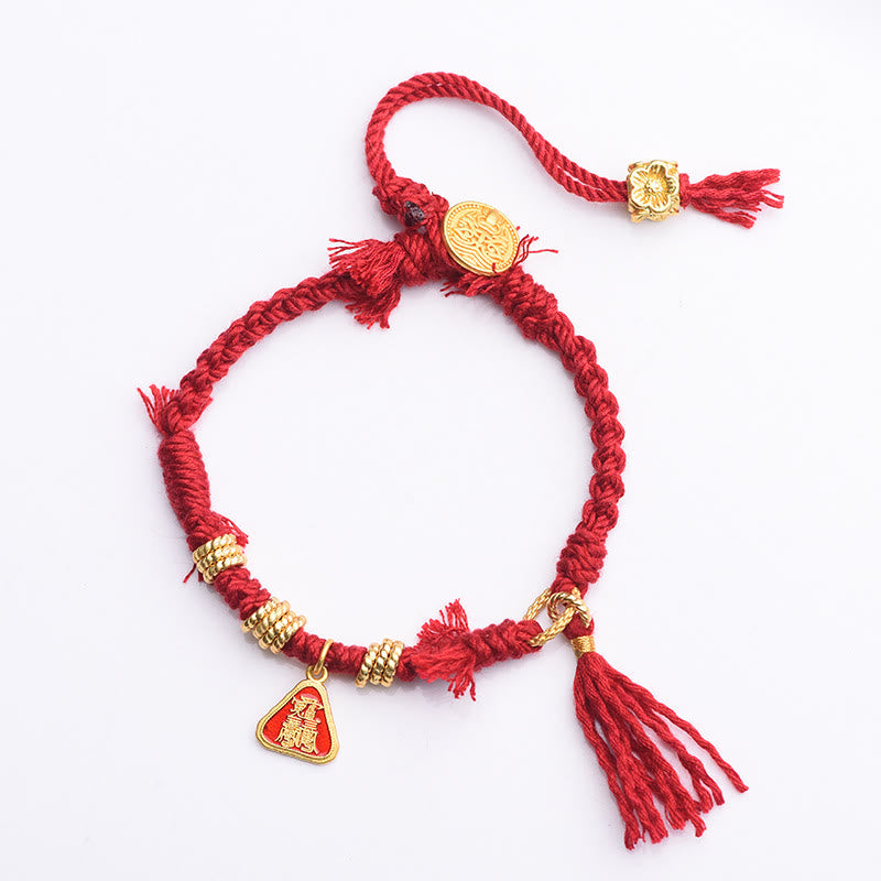 Buddha Stonesチベット紐ザキラム富の女神花タッセル保護ブレスレット