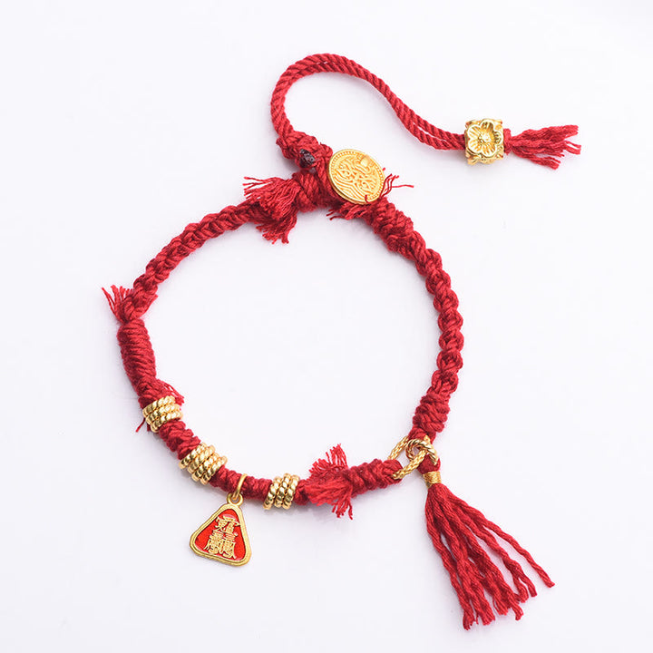 Buddha Stonesチベット紐ザキラム富の女神花タッセル保護ブレスレット