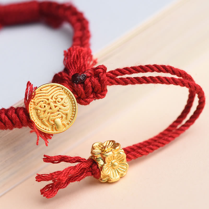 Buddha Stonesチベット紐ザキラム富の女神花タッセル保護ブレスレット