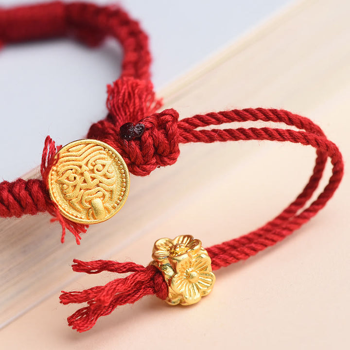 Buddha Stonesチベット紐ザキラム富の女神花タッセル保護ブレスレット