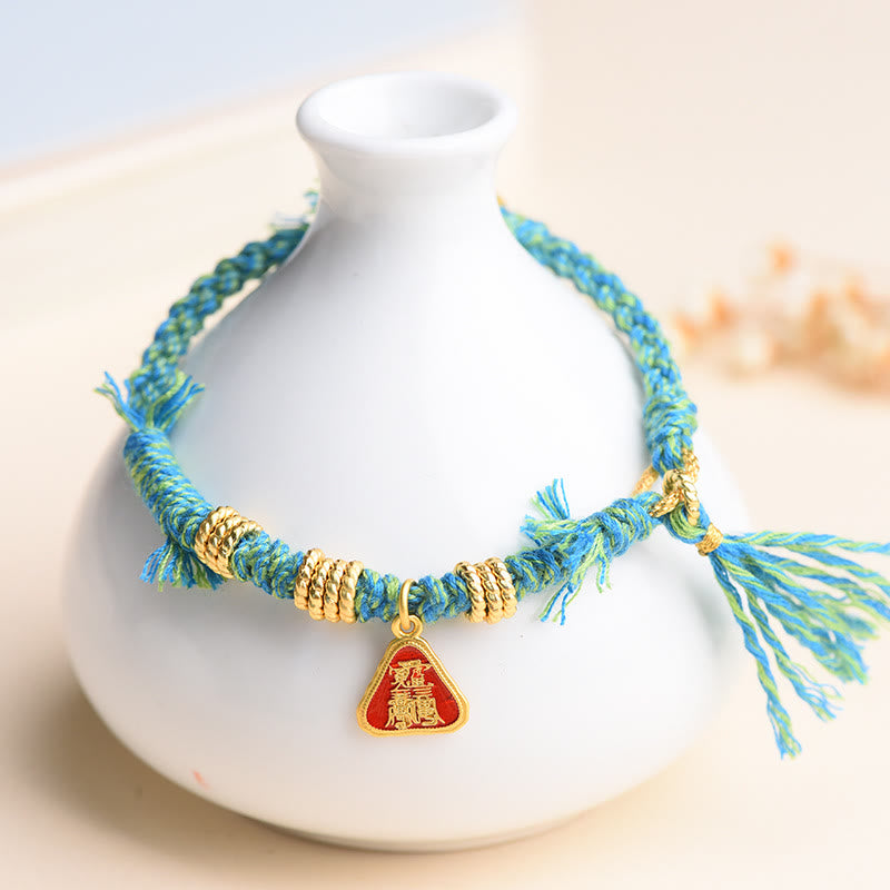 Buddha Stonesチベット紐ザキラム富の女神花タッセル保護ブレスレット
