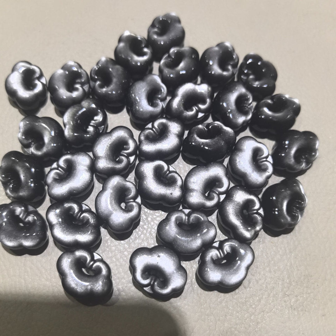 Buddha Stones天然銀光沢黒曜石 縁起の良い雲の保護 癒しのネックレスペンダント