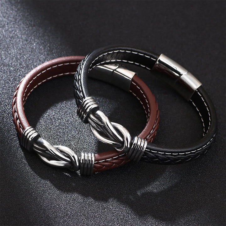 Buddha Stonesファッション チタンスチール レザー 強化ブレスレット
