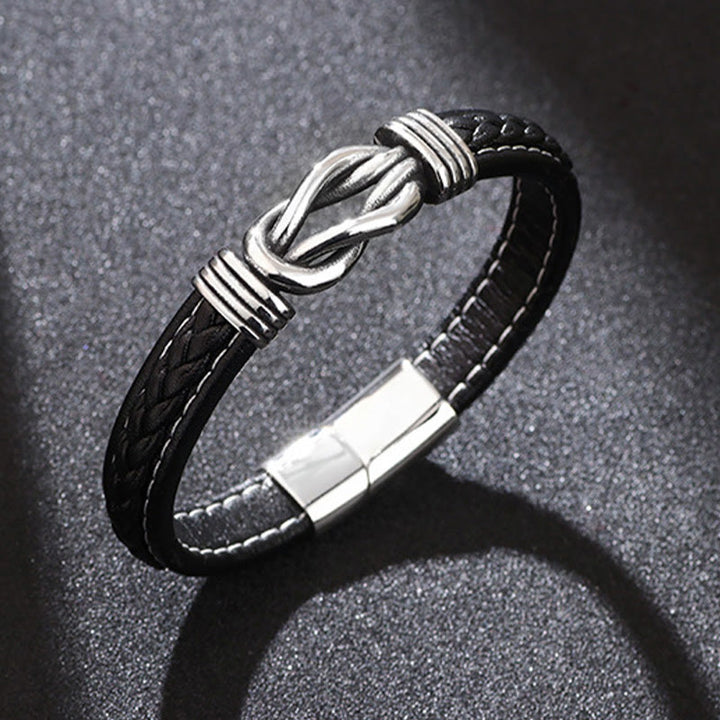 Buddha Stonesファッション チタンスチール レザー 強化ブレスレット