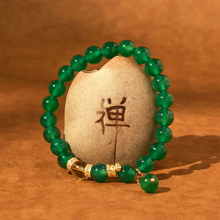 Buddha Stones蛇年 グリーンアゲート シトリン パワーブレスレット