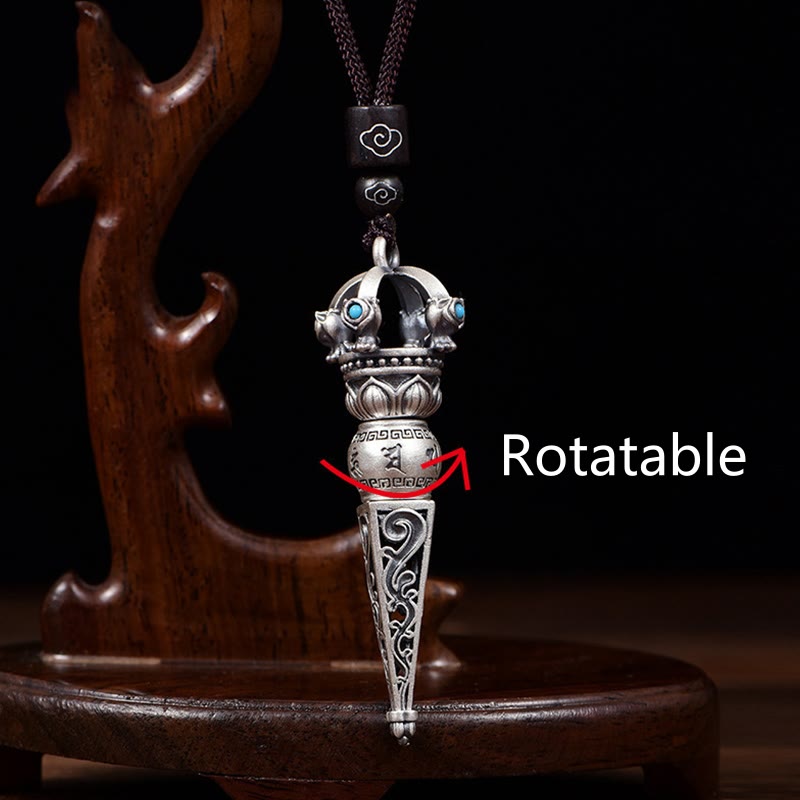 Buddha Stonesチベットオーム・マニ・パドメ・フムドルジェ バジュラ デザイン 知恵回転式ネックレス ペンダント - image 4