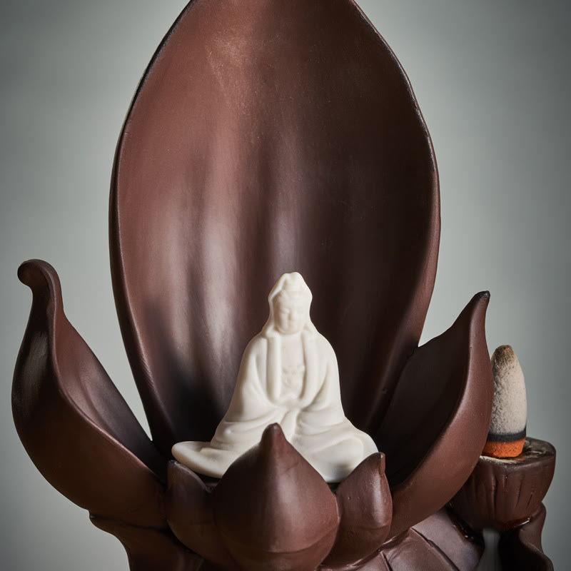 Buddha Stones蓮仏 観音菩薩 悟り 紫粘土 香炉 装飾