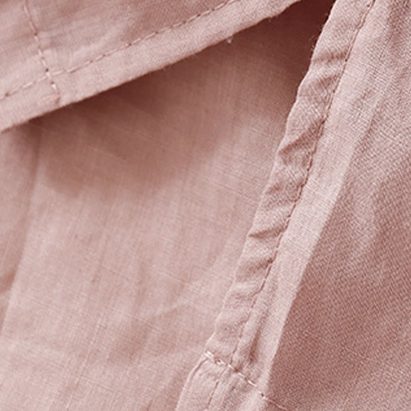 Buddha Stonesカジュアル レディース 刺繍フラワー Vネックデザイン ゆったり 半袖 コットンリネンシャツ - image 9