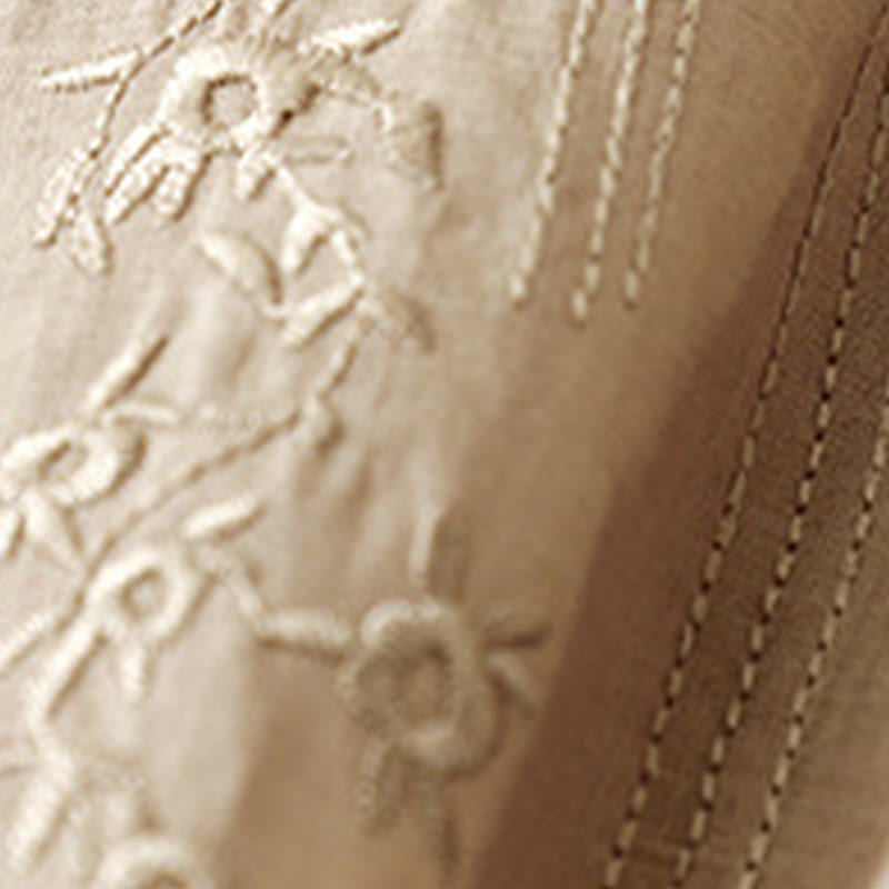 Buddha Stonesカジュアル レディース 刺繍フラワー Vネックデザイン ゆったり 半袖 コットンリネンシャツ - image 15