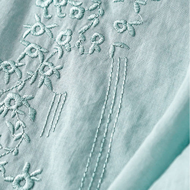 Buddha Stonesカジュアル レディース 刺繍入り花柄 Vネック ゆったり半袖シャツ - image 24