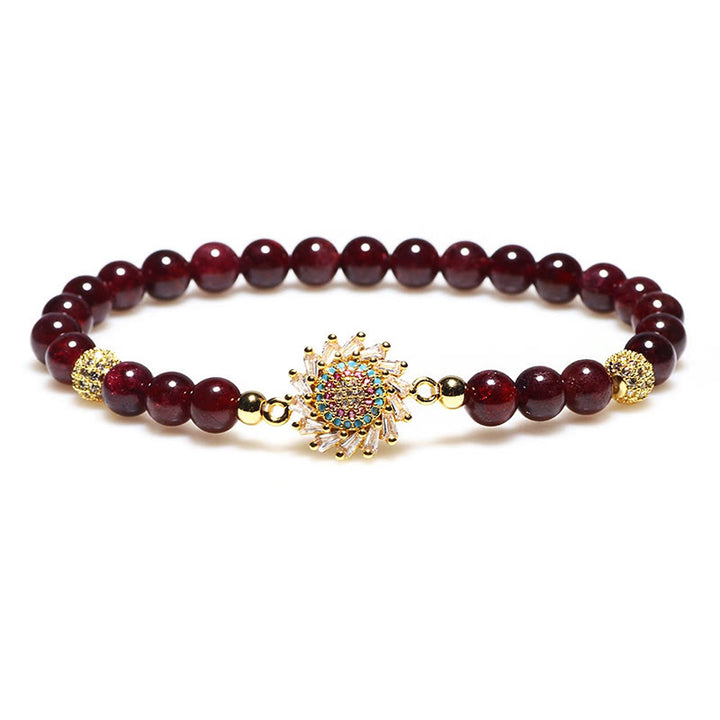 Buddha Stones天然ガーネットフラワージルコンビーズ保護ブレスレット
