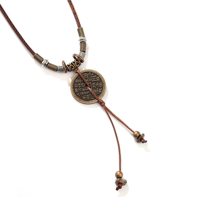 Buddha Stones石山の幽霊お金を使う八卦合金銅貨ハーモニーネックレスペンダント