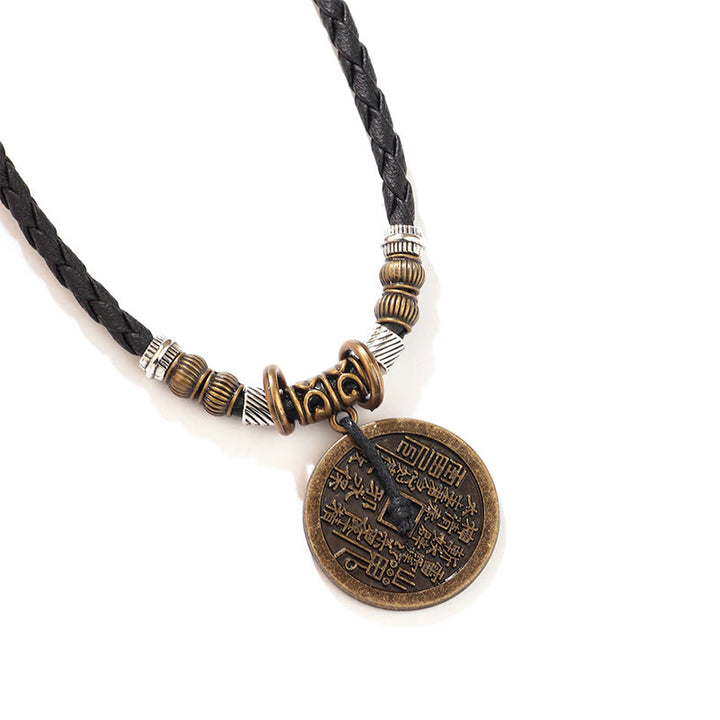Buddha Stones石山の幽霊お金を使う八卦合金銅貨ハーモニーネックレスペンダント