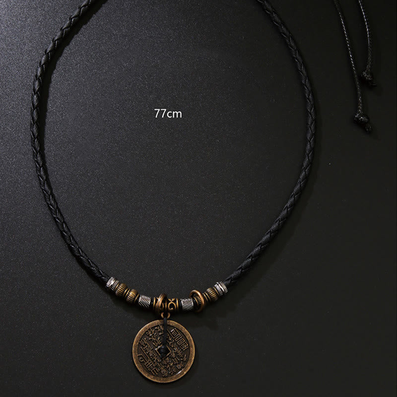 Buddha Stones石山の幽霊お金を使う八卦合金銅貨ハーモニーネックレスペンダント
