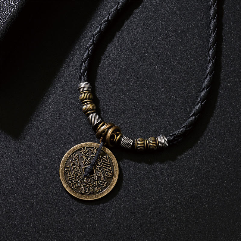 Buddha Stones石山の幽霊お金を使う八卦合金銅貨ハーモニーネックレスペンダント