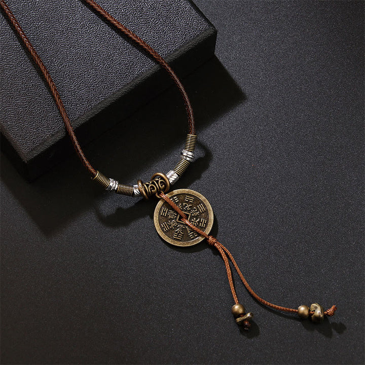 Buddha Stones石山の幽霊お金を使う八卦合金銅貨ハーモニーネックレスペンダント