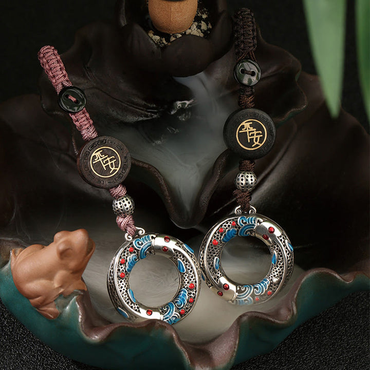Buddha Stonesダブル鯉 平和バックル 安全と幸運のキーチェーン