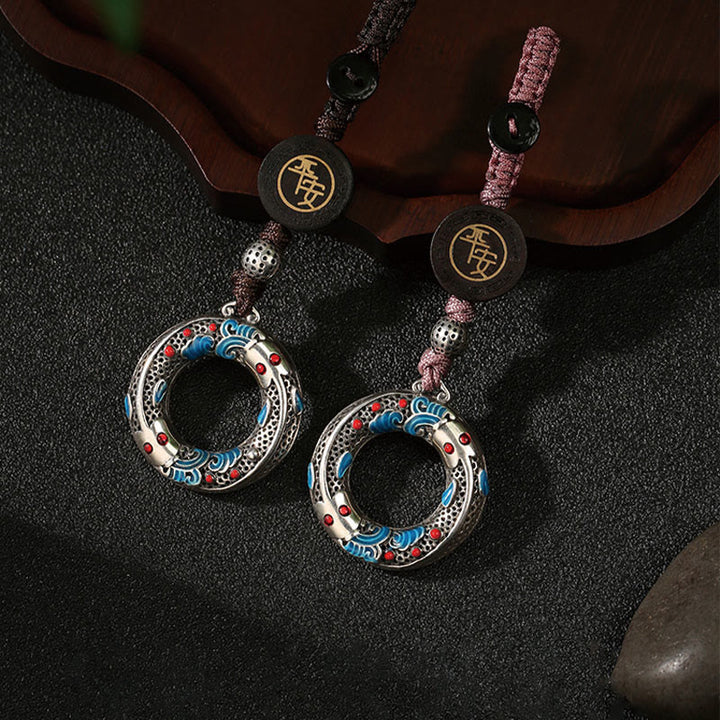 Buddha Stonesダブル鯉 平和バックル 安全と幸運のキーチェーン
