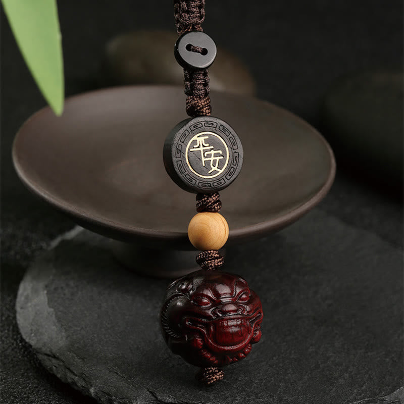 Buddha Stones小葉紅檀貔貅 安全・健康保護キーチェーン
