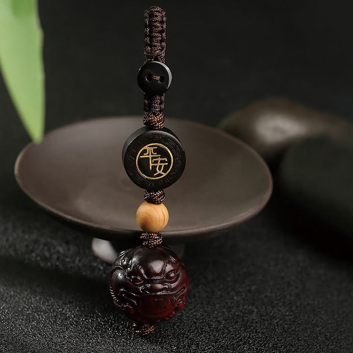 Buddha Stones小葉紅檀貔貅 安全・健康保護キーチェーン