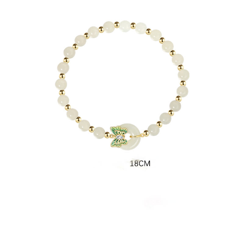 Buddha Stones 925スターリングシルバー 天然和田翡翠 平和バックル バタフライジルコン 幸運ブレスレット ネックレス ペンダント