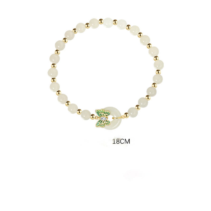 Buddha Stones 925スターリングシルバー 天然和田翡翠 平和バックル バタフライジルコン 幸運ブレスレット ネックレス ペンダント