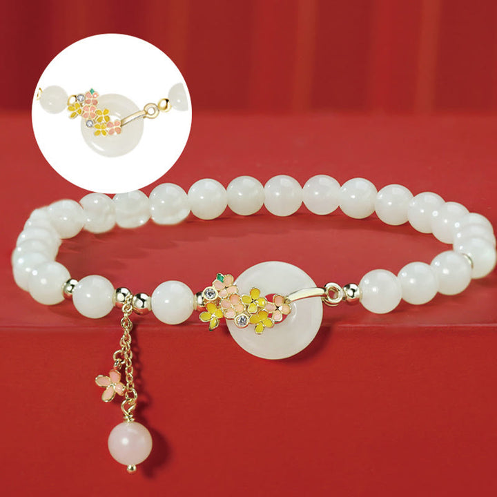 Buddha Stones925 スターリングシルバー 天然和田翡翠 キンモクセイの花 平和バックル ジルコン 幸運のブレスレット ネックレス ペンダント
